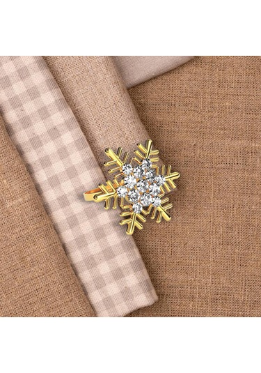 Homyl 12 Adet Yılbaşı Kar Tanesi Peçete Halkası Altın Altın