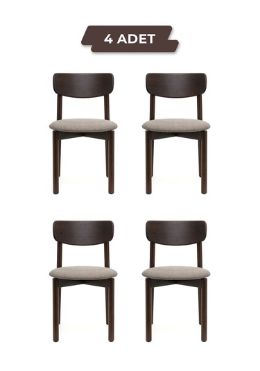 Keynote Ceviz Ahşap 4'lü Mutfak Salon Yemek Odası Sandalyesi