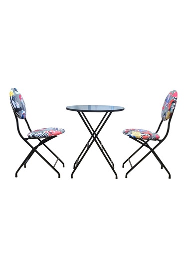 Katlanabilir Soyut Kadın Metal Masa Ve Sandalye Takımı - 2 Sandal