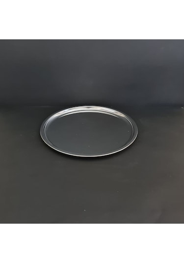 12 Adet Paslanmaz Çelik Diplomat Tabak 430 Kalite Tatlı & Pasta Servis Tabağı 29 Cm Gümüş