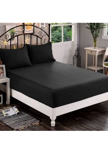 Üntaş Life Çift Kişilik Lastikli Çarşaf + Yastık Kılıfı Siyah 2 Adet Siyah