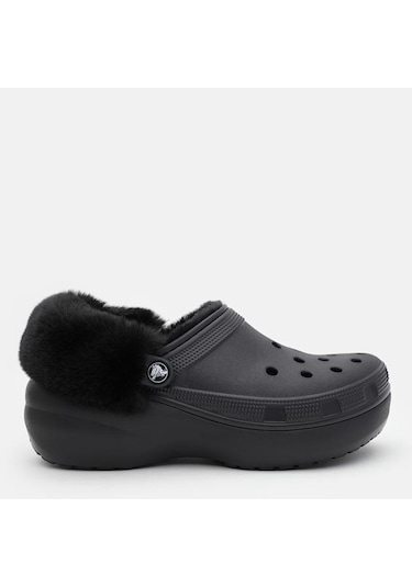 Crocs Classic Platform Fuzz Lined Clog Black Terlik 212854-001 Siyah