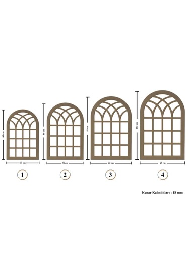 Ahşap Mdf Boyanabilir Dekoratif 4 Lü Duvar Aynası