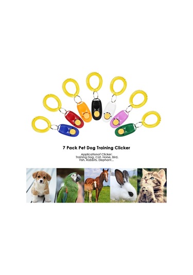 Vkemall 7 Renkli Köpek Eğitimi Çift Butonlu Çıkartıcı - Sesli İzleme Ve Emir Takibi Araç Seti Kırmızı, Mavi, Yeşil, Pembe, Siyah, Beyaz, Turuncu