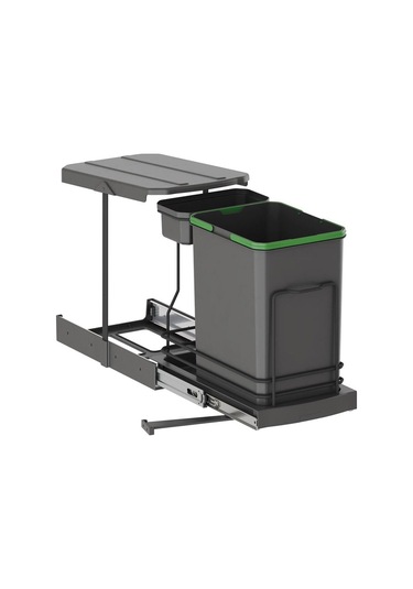 S-2391 Teleskopik Raylı Antrasit Plastik Gövde Çöp Kovası Gri