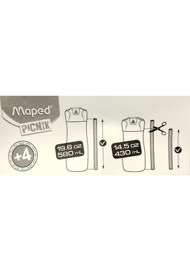 Maped 580 ML Ve 430 ML Kırmızı Kapak + Pipet