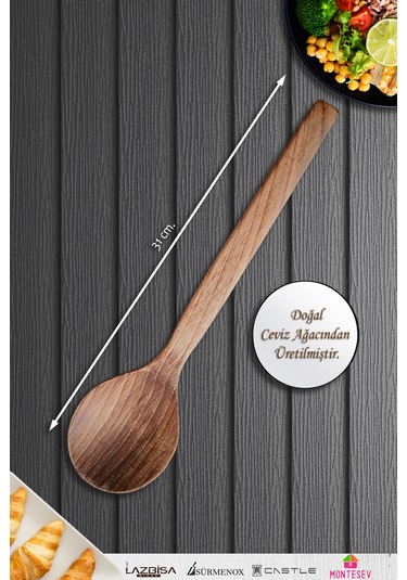 Doğal Ceviz Ağacı Ahşap Tahta Kaşık Seti Ağaç Kaşık 2li Set 01 Ahşap Rengi