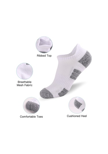 Vkemall Çorap Paket Koşu Çorapları Erkekler Kadınlar Nefes Alabilir Yastıklı Atletik Bilek Çor Açık Gri