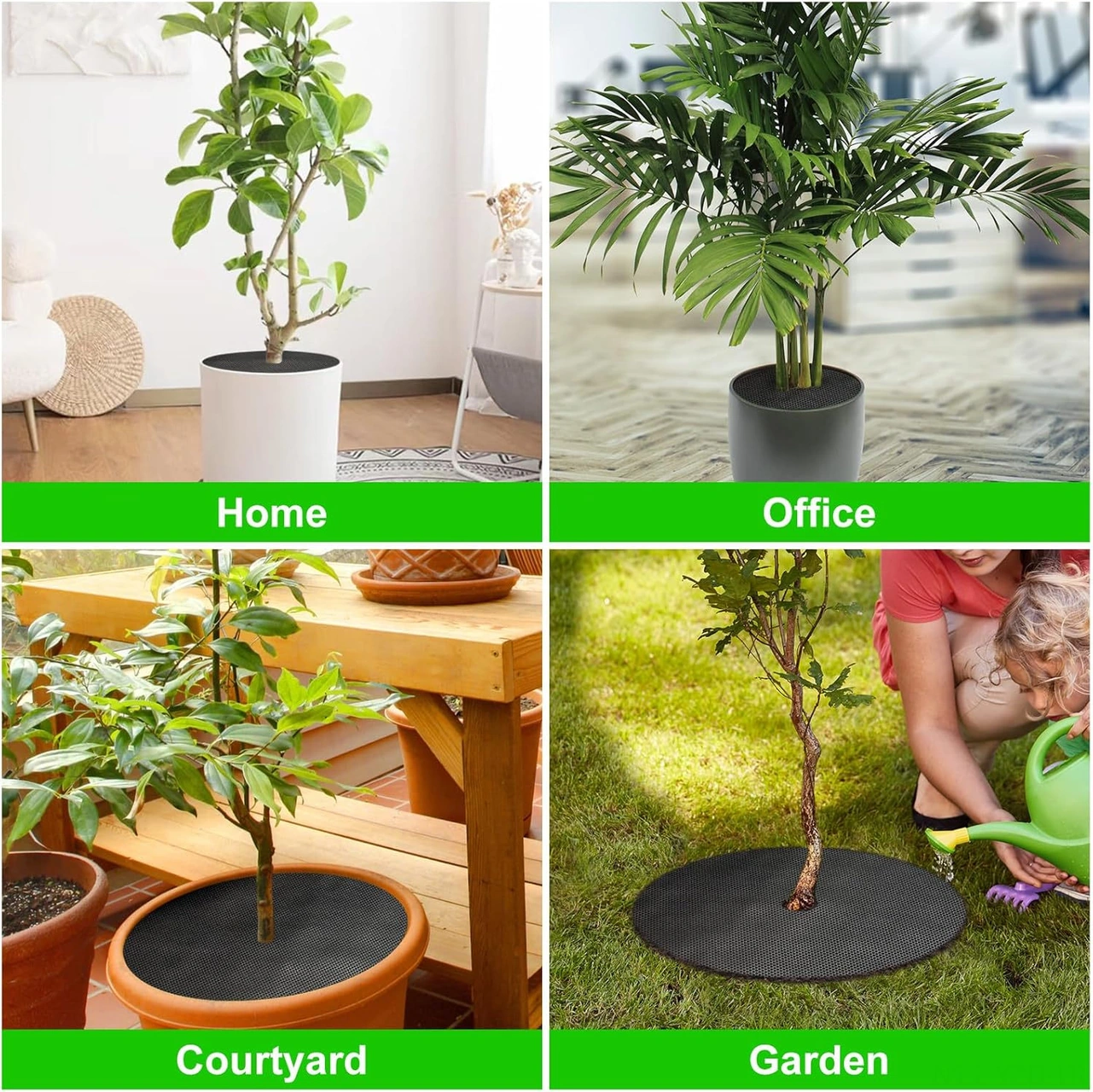 Yuntech01 12 Adet 52cm Çaplı Ağac Korumalı Döşeme, Dikdörtgen Örgü, Bitki Kökünü Koruma, Ot Kontrol, Ev Bahçesi, Saksı Bitkileri İçin