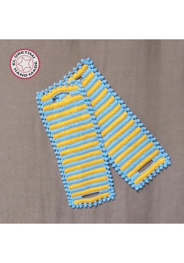 Uretti - Emine 9106 - 3061 El Örgüsü Çift Renkli 2 Li Banyo Lifleri - Sarı / Mavi