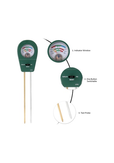 Neevoyu Toprak Analiz Cihazı: Nem, Verimlilik Ve Ph Değeri Testeri - Bataryasız, Doğal Toprak Kontrolü - Siyah İngilizce Versiyon