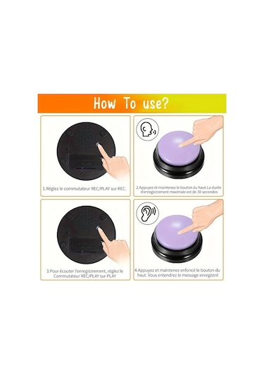 Honeybeeshop 8 Adet Kayıt Yapabilen Köpek İletişim Düğmesi Akıllı Evcil Hayvan Eğitim Oyuncak Konuşma Kaydedebilir