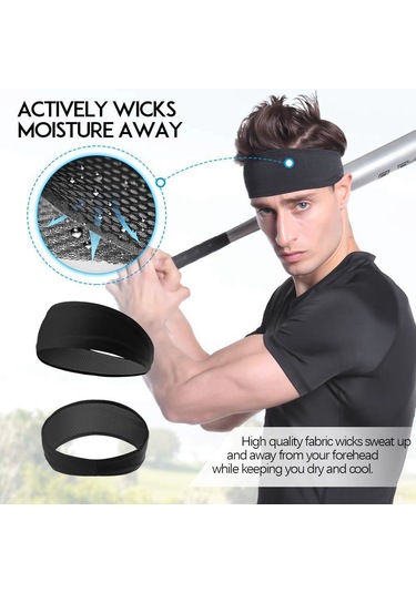 Vkemall Erkek Spor Bandı Siyah+gri 2'li Paket - Teri Emici, Kaymazsız, Uv Koruyucu, Elastik Ve Rahat Kumaş Kırmızı