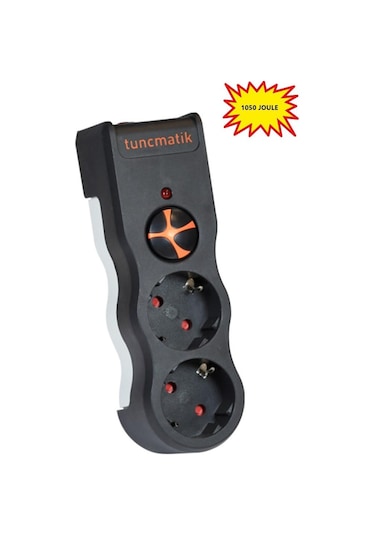 Tunçmatik İkili Akım Korumalı Priz Anahtarlı Siyah Tsk19022 1050 Joule
