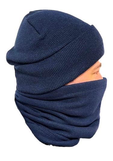 Jandarma Asayiş Lacivert Yün Bere Polar Boyunluk Kesik Eldivenset Lacivert