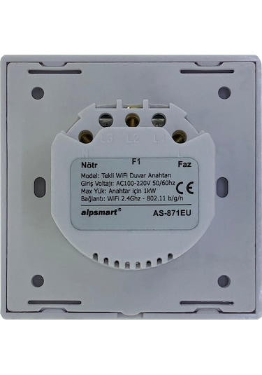 Alpsmart As-871Eu Dokunmatik Tekli Wi-Fi Akıllı Duvar Anahtarı