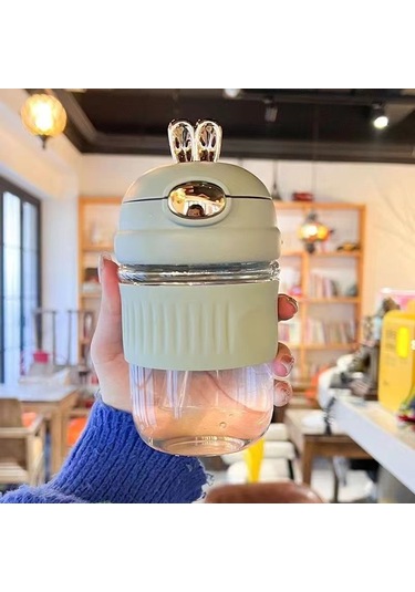 Taşınabilir Sevimli Karikatür Tavşan Su Bardağı-mavi