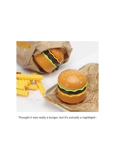 Vkemall Usb Şarjlı Sarı Burger Figürlü Masaüstü Işık, Fonksiyonel Stüdyo/ev Dekoratif Gece Lambası Hediyelik Sari