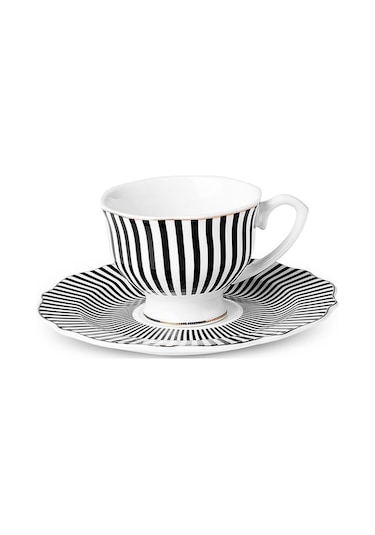 Karaca  New Romantic İnce Çizgili Kahve Fincanı 90 ml Siyah