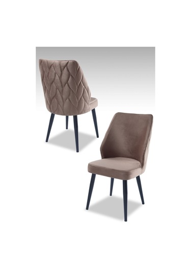 Puffy Sandalye-babyface Kapuçino-metal Siyah Ayak 4 Adet - Salon Sandalyesi / Mutfak Sandalyesi Kapuçino