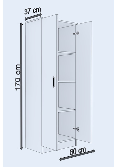 ABETEMOBİLYA 2 Kapılı Gardırop-Beyaz