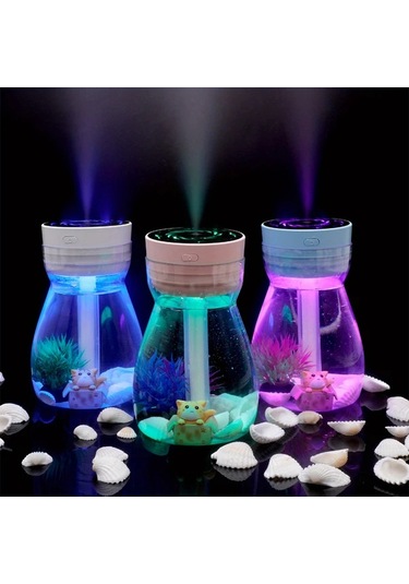 Fochsia Mavi Taşınabilir Kedi Nemlendirici Usb 12.85oz Sessiz Led Işıklı