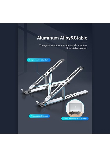 Didadodo Vention Katlanabilir Dizüstü Standı - 6 Ayar Pozisyon, Kaymaz Taban, 17 İnçe Kadar Tablet Ve Laptop Uyumlu, Küçük Boyutlu Tasarım