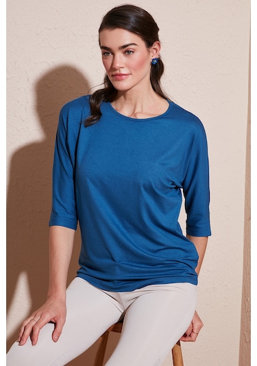 Lela Bisiklet Yaka Truvakar Kol Bayan Bluz 5861416Y Indigo