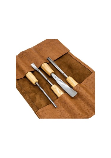 Rox Wood 0127 Deri Çantalı Premium İskarpela Seti 4 Parça
