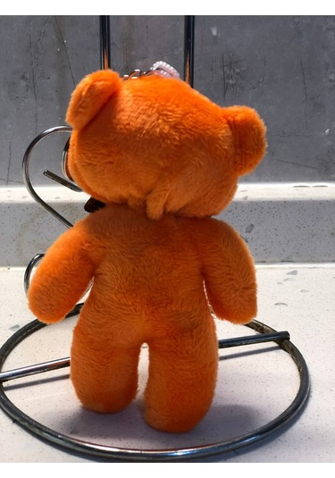 Sevimli Ayıcık Peluş Oyuncak Anahtarlık Uyku Arkadaşı Hediyelik 12 Cm Turuncu