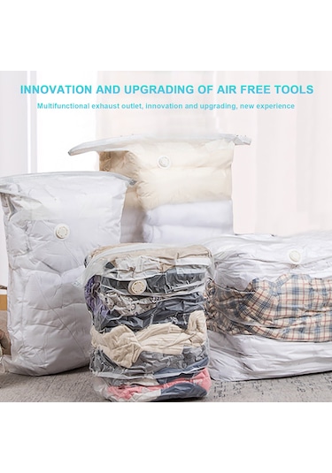 Reedark Ev İçi Kıyafet Battaniye Saklama Torbası - Vakumlu Kompresyonlu, Hava Çekme Gereksinimi Yok, 2 Boyut Seçeneği Orta/büyük , Sayfa Tasarrufu Sağlar Beyaz