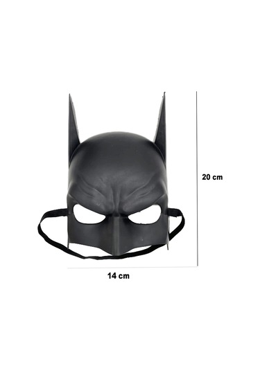 Siyah Renk Çocuk Boy Arkadan Lastikli Batman Maskesi A Kalite 20x14 Cm Renkli