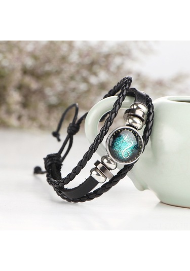 Xindoker Gümüş Renkli İkizler Burcu Deri Bilezik - El Dokuma Vintage Tasarım, Ayarlanabilir Uzunluk, Unik Özelliklerinizi Yansıtan Astoloji Aksesuarı Diğer