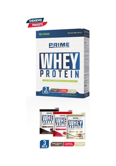 Prime Nutrition Whey Protein Sachet 3 Saşe X 33 Gram Mix - Deneme Paket - Whey Protein Tekli