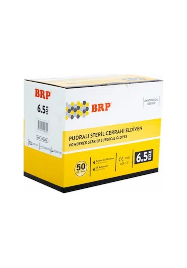 Brp Pudralı Steril Cerrahi Eldiven No:6.5 Çiftli Steril 50 Paket