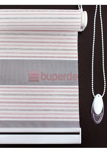 Buperde Pembe Pudra Beyaz Renkli Pilise Pliseli Zebra Stor Perde