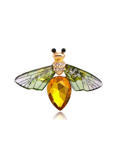 Padalink Yeşil Yncp6120 Serisi Yumuşak Canlı Desenli, Elmaslı Ve Kristal Takviyeli, Allüminyum Malzeme Broş, Giyim Dekorasyonu İçin Zarf Pin Yeşil