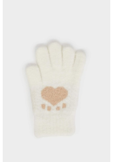 Defacto Kız Çocuk Triko Eldiven C8148a825wnwt1 Beyaz