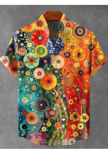 Snapbuy Retro Erkek Keten Gömlek - Yaz Serin Rahat Kısa Kollu Japon Desen Baskılıkoyu Gri Koyu Gri