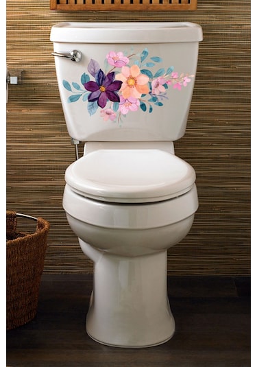Klozet Sticker Sulu Boya Çiçekler Banyo Tuvalet Dekoratif Sticker