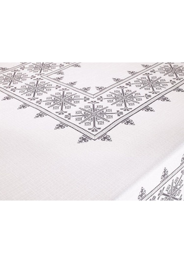 Kanaviçe Baskılı Sultan Masa Örtüsü Silver 160X300 Cm (541544345)