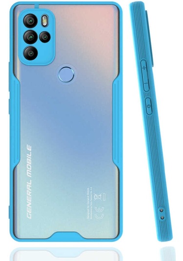 General Mobile Gm 21 Pro Kılıf Kamera Korumalı Arkası Şeffaf Silikon Mavi