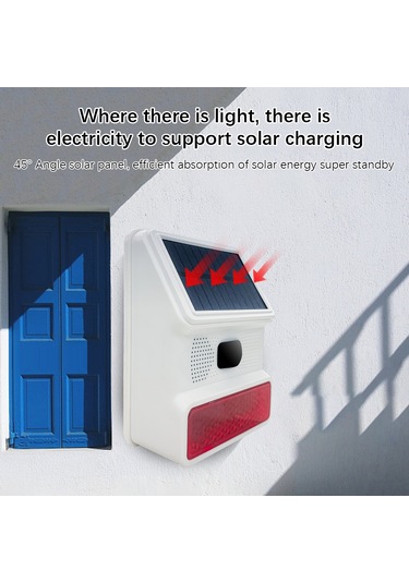 Neevoyu Güneş Enerjili 433mhz Ip65 Su Geçirmez Alarm: Kızılötesi Hareket Algılayıcı, 100db Ses Ve Işık, 1000ma Batarya, Dış Mekan Güvenliği