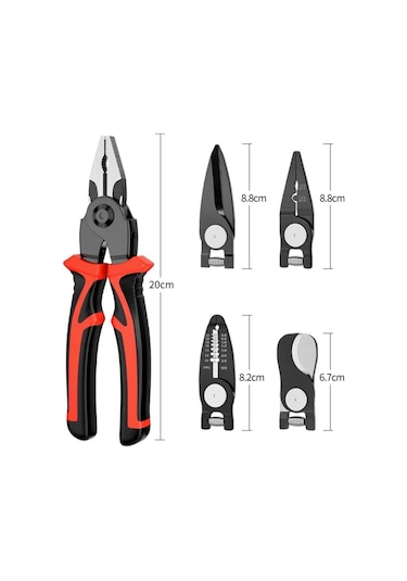 Jialan Kombinasyon Değiştirilebilir Pense Seti 5-in-1 Siyah Ve