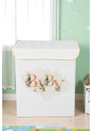 İronika Baby Kapaklı Kutu Dolap İçi Organizer Oyuncak Eşya Çamaşır Saklama Kutusu Düzenleyici Beyaz