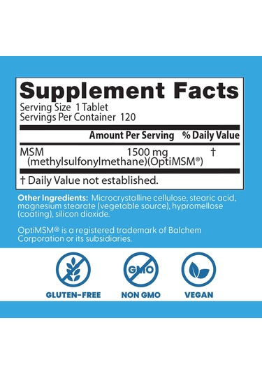 Doctors Best Msm Supports Hair Skin, Nails & Joints Methylsulfonylmethane 120 Tablet Aromasız