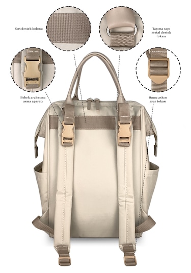 Paris X Pro Kadın Ve Anne Bebek Bakım Sırt Çantası Beıge Bej