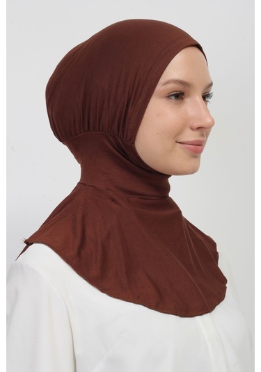 Pratik Esnek Likralı Boyunluklu Geçmeli Bone Çikolata