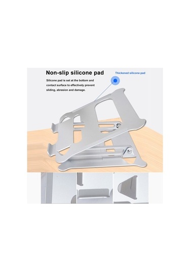 Pazly Dizüstü Bilgisayar Standı, Ayarlanabilir, Taşınabilir, Alüminyum, Kaymaz, Katlanır Stand