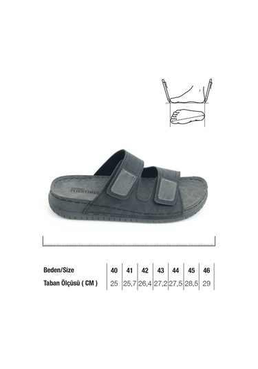 Gezer Yazlık Erkek Suni Deri Rahat İç Taban İki Cırtlı Kemer Ayarlanabilir Günlük Terlik Gri